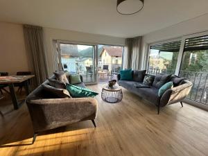 Χώρος καθιστικού στο Ferienwohnung Ludwig