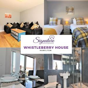 un collage de fotos de un dormitorio y un baño en Signature - Whistleberry House en Hamilton