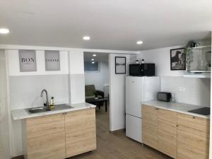 a kitchen with a sink and a counter top at Grand F2 confortable in Saint-Denis