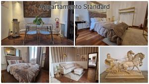 a collage of four pictures of a hotel room at DrsRome - Roman's Ruins Colosseum in Rome