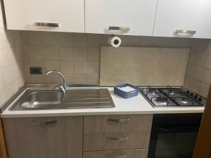 una cucina con lavandino e piano cottura di La Dependance a Barletta