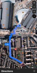 an overhead view of a city with buildings and roads at Sandfield Private Rooms in King's Cross St Pancras in London +24 photos