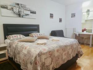 Postel nebo postele na pokoji v ubytování Nova Galerija Studio Vita i Apartman Sara -parking in garage