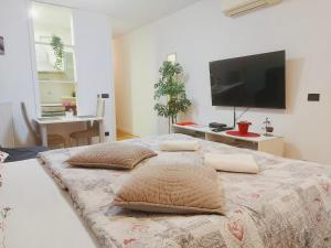 Postel nebo postele na pokoji v ubytování Nova Galerija Studio Vita i Apartman Sara -parking in garage