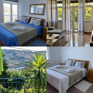 een hotelkamer met 2 bedden en uitzicht bij Casa de Casarelhos - T2 - Gerês in Geres