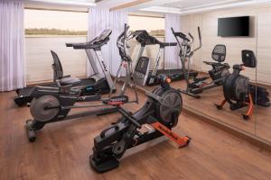 a gym with several exercise bikes in a room at Jaz Viceroy Nile Cruise - Every Saturday from Luxor for 07 & 04 Nights - Every Wednesday From Aswan for 03 Nights in Luxor