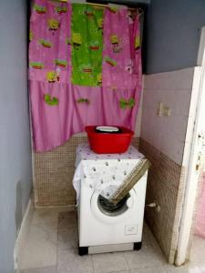 - un lave-linge avec un pot rouge dans l'établissement El manzel, à Assouan