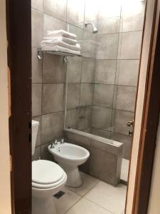 ein Badezimmer mit einem WC, einer Badewanne und einem Waschbecken in der Unterkunft Departamento de Gonza in Mendoza