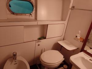 a small bathroom with a toilet and a sink at Barba Rude in Punat