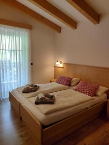 a bedroom with two beds and a large window at Residence Rodolon Appartamenti in Campestrin