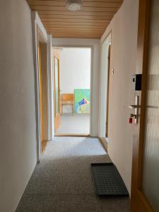 - un couloir avec une porte menant à une chambre dans l'établissement Bluestone Appartments - 26qm free and near parking, à Blaustein