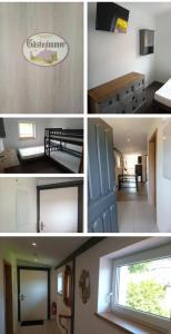 a collage of four pictures of a kitchen and a room at Wohnung Auszeit in Wald