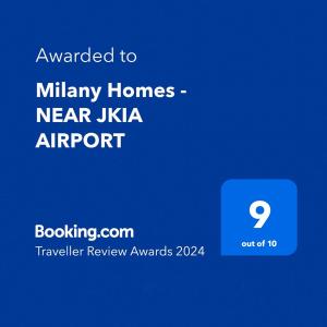 una captura de pantalla de un teléfono con el texto quería ir a hogares militares cerca del aeropuerto de Kira en Milany Homes - NEAR JKIA AIRPORT en Nairobi