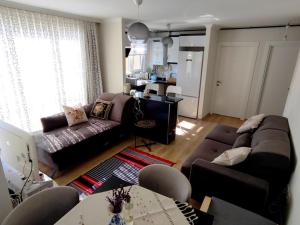 - un salon avec un canapé et une table dans l'établissement Lovely apartment in Küçükyalı, à Istanbul