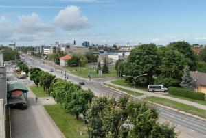 uma vista para uma cidade com uma estrada e árvores em Hestia Hotel Susi em Talin