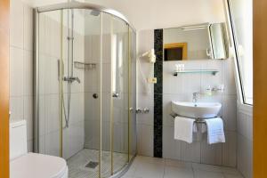 a bathroom with a shower and a sink at HOTEL BLUMARIN in Lido di Jesolo