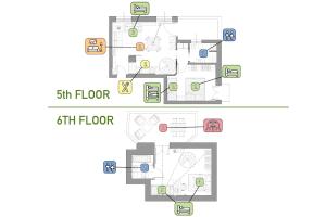 a plan of a floor plan of a house at StayEasy Argelati40 - Penthouse with 2 bedrooms, 2 bathrooms and terrace - Navigli in Milan