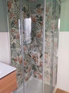 a shower with a glass door in a bathroom at Tintarella da Monica in Lido di Ostia