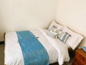 een bed met twee kussens in een kamer bij 3 Bedroom Laneens Nest in Nakuru