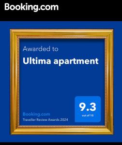 a picture frame with the words awarded to ultra apartment at Ultima apartment in Istanbul