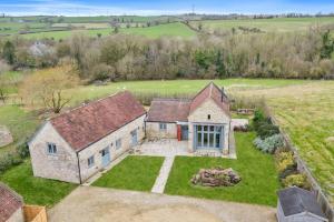 an aerial view of a house with a yard at Knoll View Ranch - Group Hot Tub in Shepton Mallet