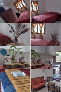 a collage of photos of a bedroom with a bed and a table at Tan Ushuaia 2 in Ushuaia