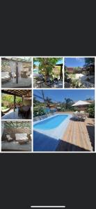 a collage of pictures of a swimming pool at Do Maraja in Búzios
