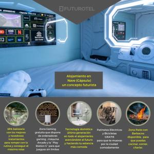 una imagen de una habitación de hospital con una cama con monitor en Futurotel Space Spa Garden, en Granada