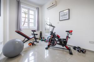 尼科西亞的住宿－Pageant Homes，健身房,室内有3辆健身自行车