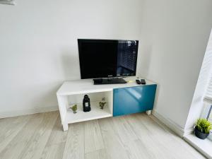 Modern 2-Bedroom Apartment的电视和/或娱乐中心