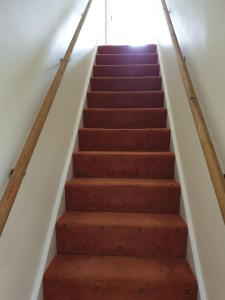 a set of stairs with brown carpeting in a building at The Annexe in Bridlington
