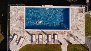 an overhead view of a person swimming in a swimming pool at Etno Villa Mokanji in Danilovgrad