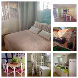 a collage of pictures of a bedroom and a room at finca Lotusflower in Aguatona