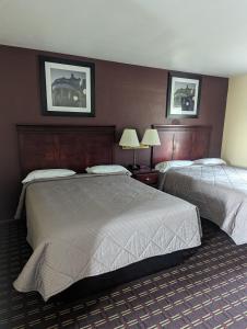 une chambre d'hôtel avec 2 lits et 2 lampes dans l'établissement Dollar Inn, à Somerset