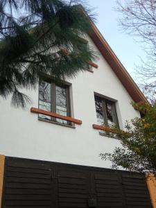 a house with three windows on the side of it at Pele vendégház in Velem