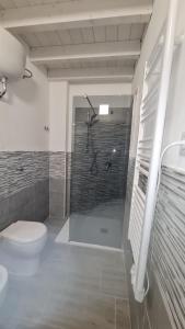 a bathroom with a shower and a toilet in it at Via Contu in Iglesias