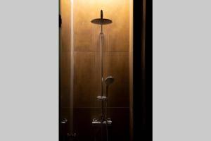 a shower in a bathroom with a glass door at Xenia's Cozy Apartment (near Acropolis Museum) in Athens +13 photos