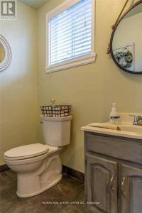 a bathroom with a toilet and a sink and a mirror at Tranquility near the River Complimentary Breakfast in Niagara Falls