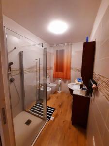 a bathroom with a shower with a toilet and a sink at New Bedrooms Mamma Gigetta in Noventa di Piave