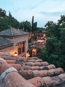 a set of stone steps leading up to a building at Casa Airosas in Toledo