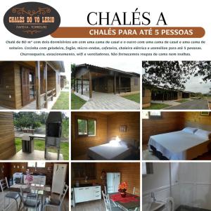 a collage of different pictures of a house at CHALÉS DO VÔ LÉRIO/TORRES-RS in Torres