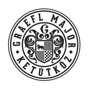 a black and white emblem with a crest and a shield at GRAEFL MAJOR Kétútköz in Poroszló