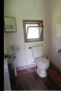 a bathroom with a toilet and a sink at Genevieve Guest House and Tours in Siquijor