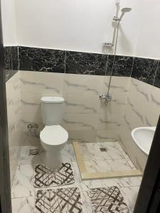 a bathroom with a toilet and a sink at horus desert hotel in Cairo