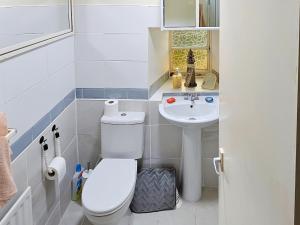 a small bathroom with a toilet and a sink at Tigh Na Maraiche in Craighouse