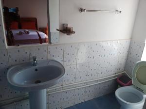 a bathroom with a sink and a toilet at Auberge Nofiko in Talata-maty