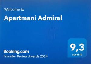 Certifikát, ocenenie alebo iný dokument vystavený v ubytovaní Apartmani Admiral