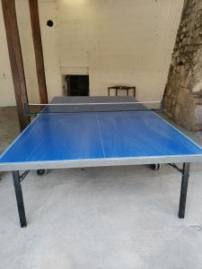 eine blaue Tischtennisplatte in einem Zimmer in der Unterkunft Gîte Grandeur Nature in Saint-Aignan
