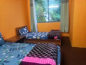 Zimmer mit 2 Betten und einem Fenster in der Unterkunft Singhik Hotel Kanchen View in Singhik