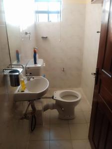 a bathroom with a toilet and a sink at Jabali- Zuriel homes 1 bedroom apartment in Kakamega